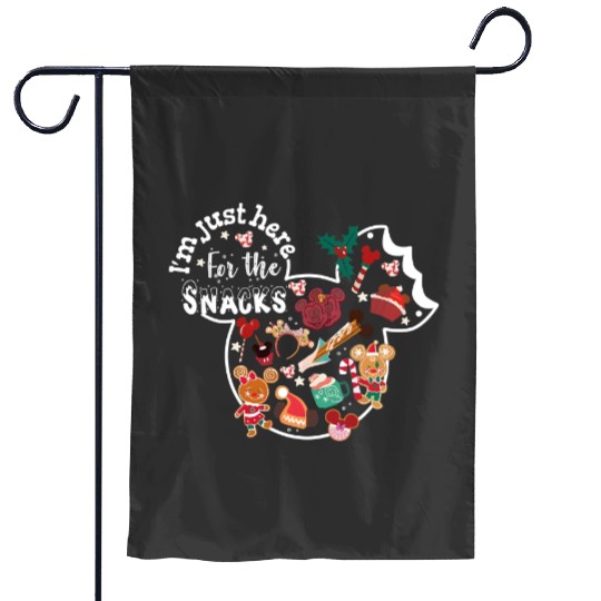 I'm here for the snacks Disney Christmas Garden Flags, Disney snacking around the world Epcot center Christmas Garden Flags
