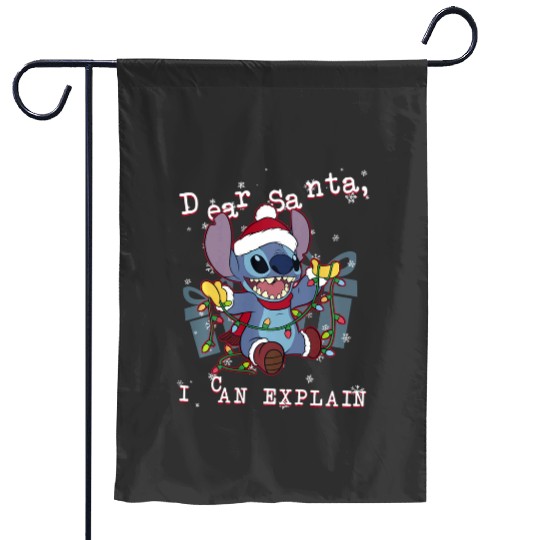 Disneys lilo stitch christmas dear santa i can explain long sleeve Garden Flags