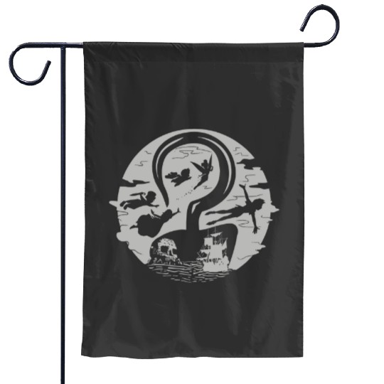 Disney Peter Pan Tink Wendy Kids Flying Silhouettes Garden Flags, Peter Pan Garden Flags