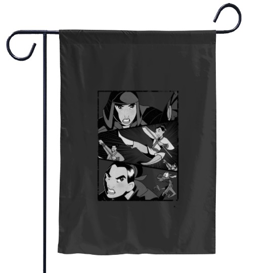 Disneys mulan angry warrior princess panel pullover Garden Flags