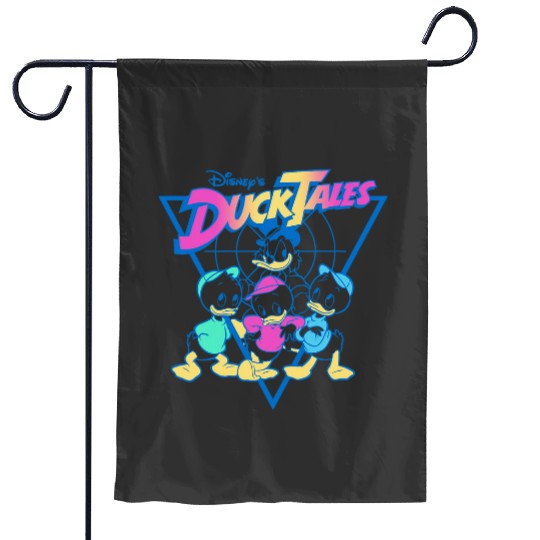Disney DuckTales Vintagess Neon Outlines Group Shot Distressed Garden Flags