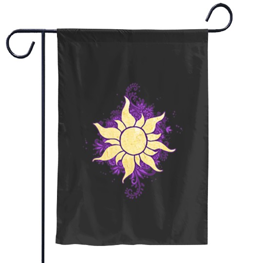 Disneys tangled gold sun doodle pendant graphic Garden Flags