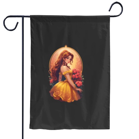 Golden Princess Belle with Roses  : Disney princess tattoo Shirt,  Princess tattoo vintage t shirt, Disney princess tattoo Gift Fan S-5XL Garden Flags