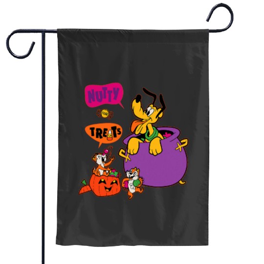 Disneys Pluto and Chip n Dale Nutty for Treats Halloween Garden Flags