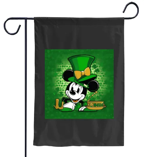 Steamboat Willie Celebrates St Patricks Day  1SALE!! Mickey Retro Disney Shirt, Mickey Checkered Shirt, Vintage Disney, Retro Mickey, Mickey Gift S-5XL Garden Flags