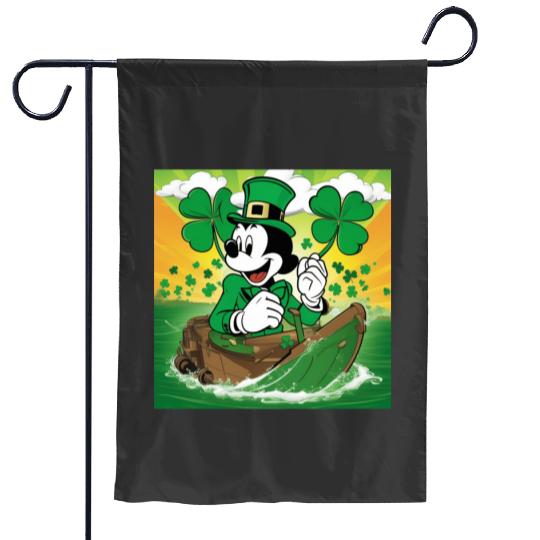 St Patricks Day Steamboat Willie  SALE!! Mickey Retro Disney Shirt, Mickey Checkered Shirt, Vintage Disney, Retro Mickey, Mickey Gift S-5XL Garden Flags