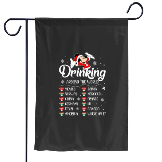 Drinking Around The World Christmas  SALE!! Mickey Retro Disney Shirt, Mickey Checkered Shirt, Vintage Disney, Retro Mickey, Mickey Gift S-5XL Garden Flags