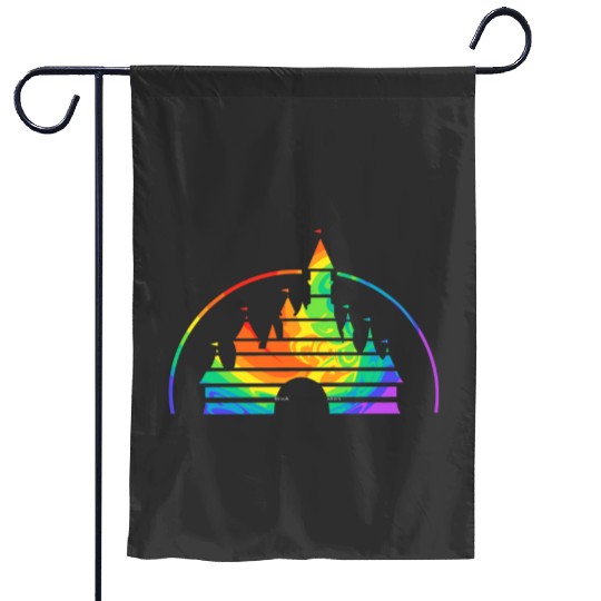 Rainbow Tie Dye 90s Aesthetic Movie Castle Sticker  SALE!! Mickey Retro Disney Shirt, Mickey Checkered Shirt, Vintage Disney, Retro Mickey, Mickey Gift S-5XL Garden Flags