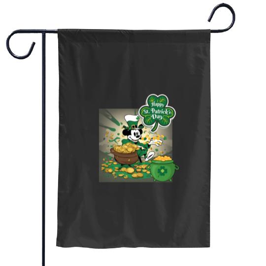 Steamboat Willie St Patricks day  SALE!! Mickey Retro Disney Shirt, Mickey Checkered Shirt, Vintage Disney, Retro Mickey, Mickey Gift S-5XL Garden Flags
