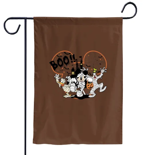 Disney Halloween Characters Boo Garden Flags, Mickey And Friends Mummy Garden Flags