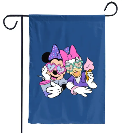 Retro Minnie and Daisy Face, Best Friends Minnie and Daisy Garden Flags, Disney Tie Dye Garden Flags, Minnie and Daisy Garden Flags