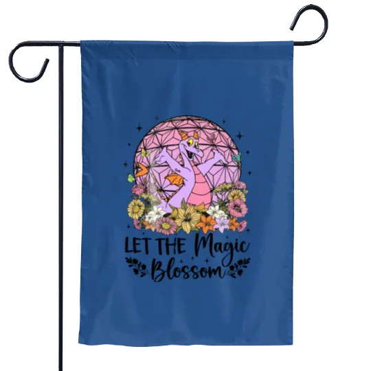 Disney Figment Dragon Garden Flags, Magic Blossom Garden Flags, Purple Dragon Garden Flags
