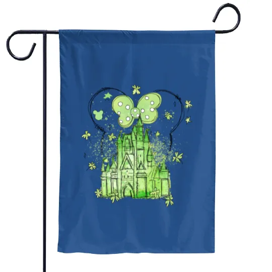 Disneyland St Patricks Day Garden Flags, Clover Disney Castle Minnie Mouse Garden Flags