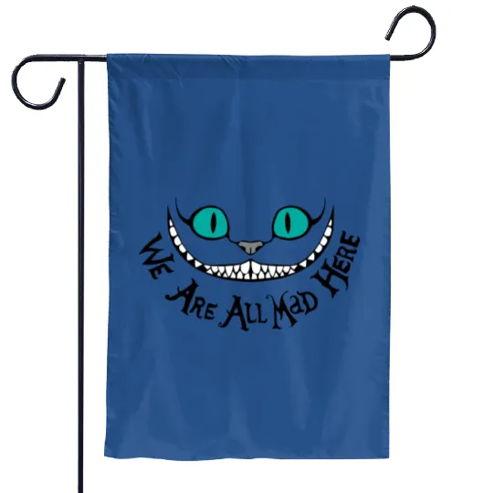 Disney Cheshire Cat Garden Flags, We're All Mad Garden Flags, Alice in Wonderland Sweater, We're All Mad Here Garden Flags