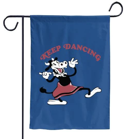 Funny Clarabelle Cow 1928 Just Keep Dancing Retro Garden Flags, Disney Mickey and Friends Matching Garden Flags