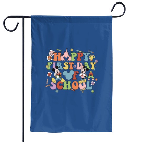 Happy First Day of School Disney Teacher Garden Flags, Disney Educator Back To School Garden Flags
