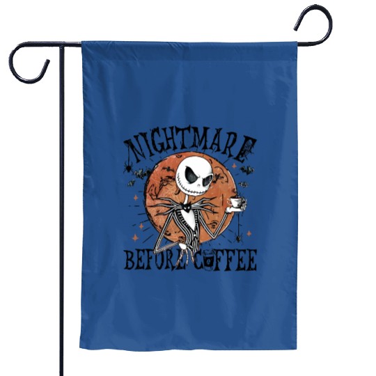 Jack Skellington Nightmare Before Coffee Garden Flags, Disney Halloween Garden Flags