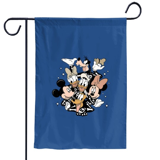 Vintage Disney Skeleton Garden Flags, Retro Mickey And Friends Halloween Garden Flags, Disney Halloween Garden Flags, Disneyland Halloween Garden Flags