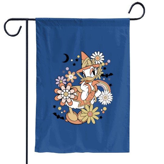 Daisy Duck Floral Halloween Garden Flags, Vintage Disney Halloween Garden Flags