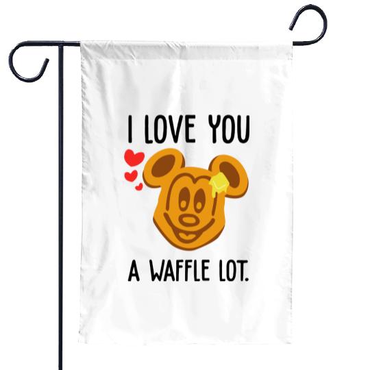 I Love You a Waffle Lot Mickey Waffle Disney Garden Flags, Disney Food Garden Flags
