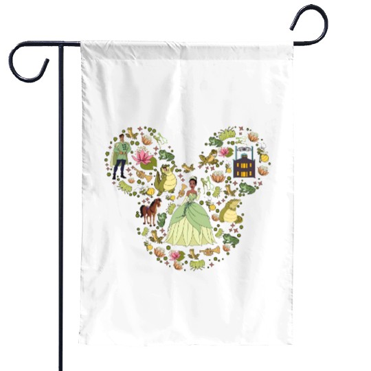 Disney Princess Garden Flags, Tiana Garden Flags, Princess Mickey Head, Disneyland Trip Garden Flags