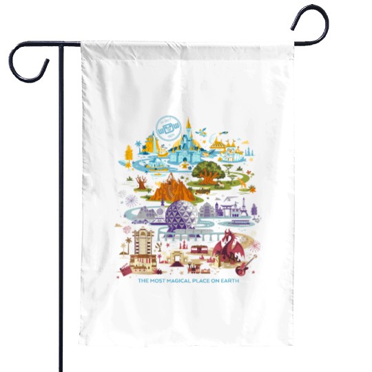 Vintage Disney Epcot 1982 Garden Flags, Disney Epcot Garden Flags, Vintage Disney Garden Flags