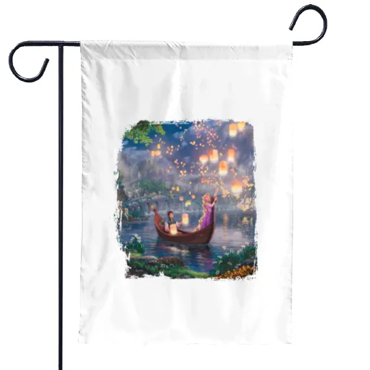 Vintage Disney Tangled Rapunzel Floral  Color Garden Flags, Retro Disney Princess Garden Flags, Princess Rapunzel Flynn Rider, Lost Princess Garden Flags