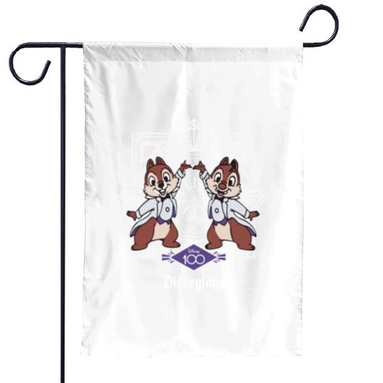 Chip n Dale Disney 100 Years Of Wonder Anniversary Disneyland Trip Garden Flags