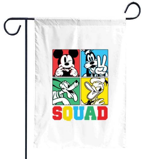 Mickey, Goofy, Donald, Pluto Squad Grid Garden Flags, Disney Pluto Garden Flags, Pluto And Friends Garden Flags