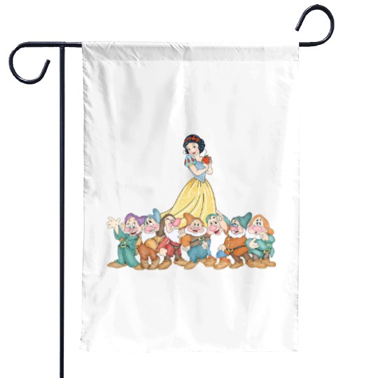 Disney Snow White Princess Watercolor Garden Flags, Snow White Seven Dwarfs Garden Flags