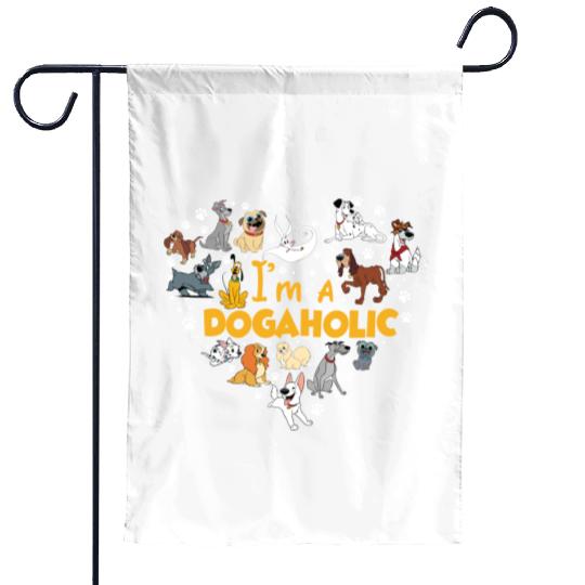 Disney Dogaholic Garden Flags,  Disney 101 Dalmatians Dogs, Tramp Garden Flags Lady Dog Mom Who Loves Disney Pluto Dog