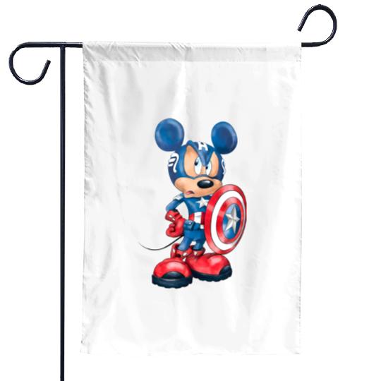 Superhero Mickey Garden Flags, Avengers Mickey Garden Flags, Captain America Mickey Garden Flags, Superhero Mickey Garden Flags, Captain Mickey Garden Flags, Disney Mickey Garden Flags