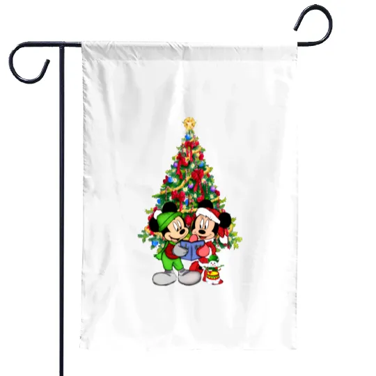 Minnie Mouse And Mickey Christmas Tree Garden Flags, Disney Christmas