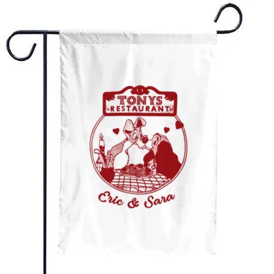 Personalized Lady and the Tramp Garden Flags, Disney Couple Garden Flags, Disney Valentine Garden Flags, Garden Flags