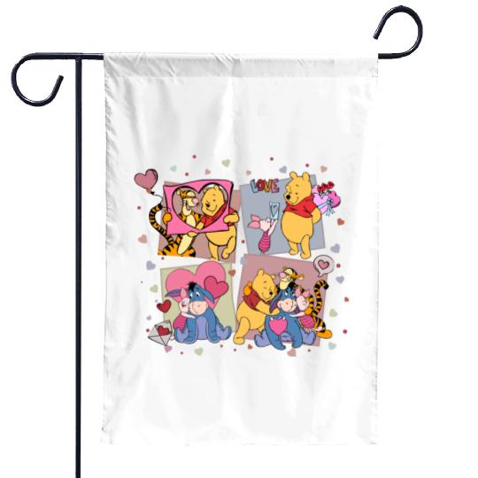 Disney Valentine Pooh Garden Flags, The Pooh and Friends Valentine