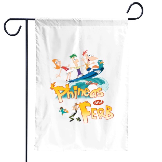 Disney Phineas And Ferb Funny Cartoon Garden Flags, Disney Perry Garden Flags