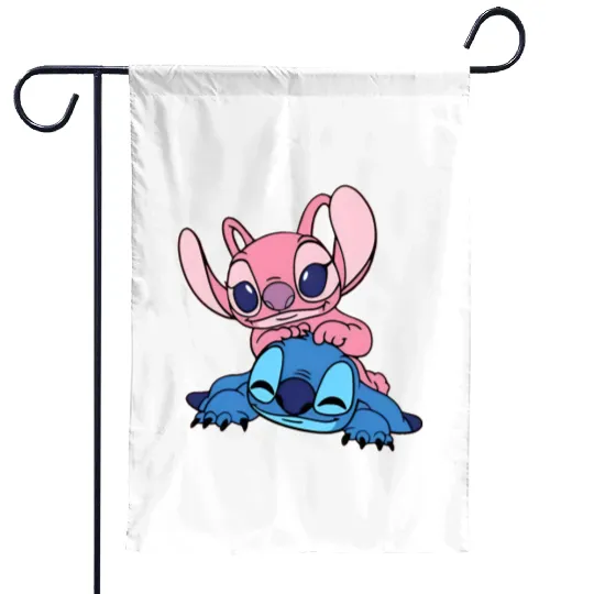 Stitch Disney Garden Flags, Stitch and Angel Couple Garden Flags, Disneyland Garden Flags