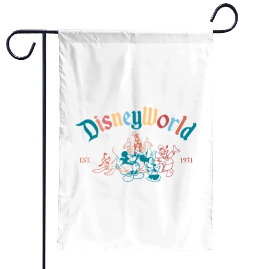 Disneyworld Est 1971 Garden Flags, Retro Mickey And Friends Disneyworld Est 1971 Garden Flags