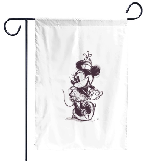 Disney Mickey And Friends Minnie Mouse Sketch Portrait Garden Flags