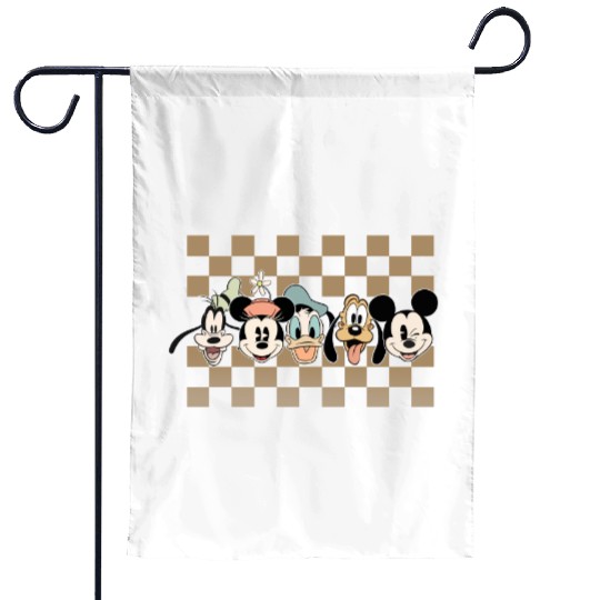 Retro Mickey Checkered Garden Flags, Disney Family Trip Garden Flags, Magic Kingdom Garden Flags, Disney Checkered Garden Flags, Disney Family Trip Garden Flags