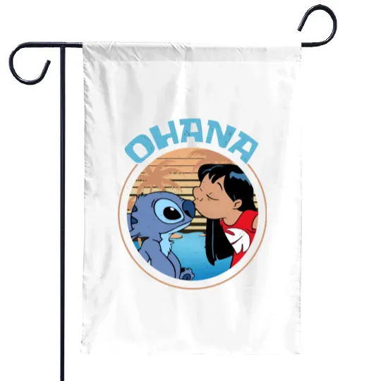 Disney Stitch Lilo & Stitch Ohana Portrait Garden Flags