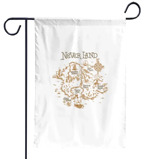 Disney Peter Pan Neverland Map Garden Flags, Peter Pan Characters Garden Flags
