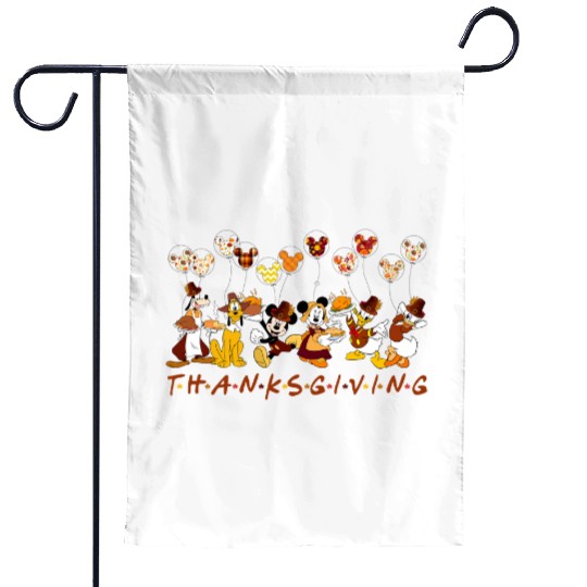 Vintage Mickey And Friends Thanksgiving Garden Flags, Disney Thanksgiving Fall Garden Flags