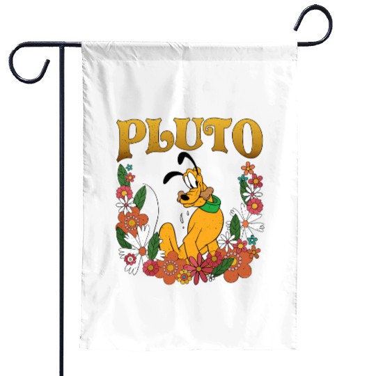 Pluto Dog Disney Floral Garden Flags, Retro Pluto Garden Flags, Disney Pluto Garden Flags, Disney Animal Kingdom Garden Flags