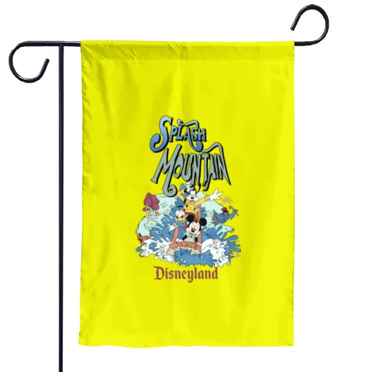 Retro Splash Mountain Garden Flags, Mickey and Friends Garden Flags, Disneyland Water Ride Garden Flags