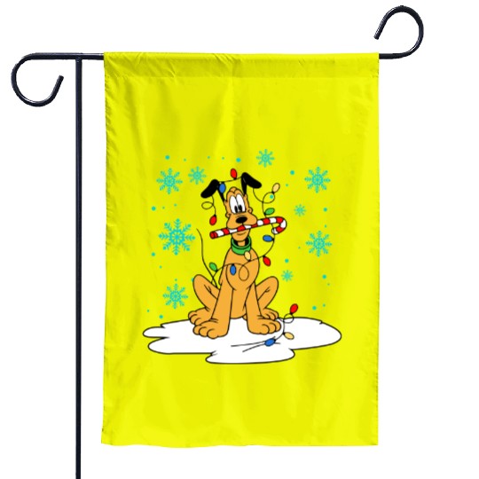 Disney Christmas Garden Flags, Pluto Christmas Garden Flags, Disney Pluto Garden Flags