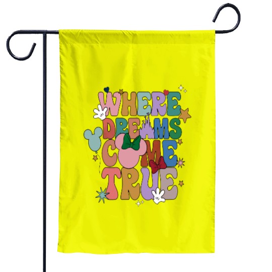 Discover Where dreams come true Garden Flags, disney womens Garden Flags, retro disney Garden Flags, vintage disneyworld entrance Garden Flags