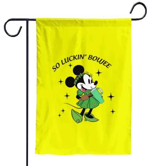 Minnie So Luckin Boujee Garden Flags, Lucky Minnie, Disney St Patricks Day
