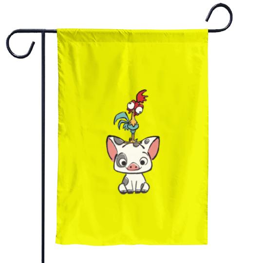 Colors Disney Moana Garden Flags, Hei Hei and Pua Garden Flags