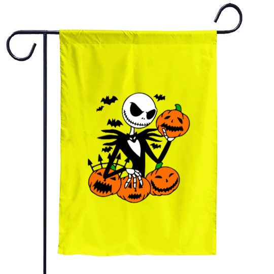 Jack Skellington Pumpkin Face Garden Flags, Halloween Disney Garden Flags